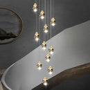 GobekUsa Crystal Chandelier Stair Pendant Light Modern Living Room Interior Lighting