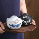 GobekUsa 4.25" Ceramic Stew Pot Bowl with Lid - Multipurpose Steam Egg Soup Bowl - Small Steaming Cup for Slow Cooking - Home & Restaurant Tableware