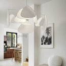 GobekUsa Leaf Grid Chandelier: Designer White Fabric Screen Suspension Lighting for Kitchen Island, Living Room, Bedroom