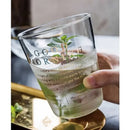 GobekUsa Glass Breakfast Cup Gold Letter Print for Coffee Milk Juice Tea Home Office