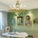 GobekUsa Green Crystal Chandelier for Living Room - Bohemian Style LED Pendant Lighting