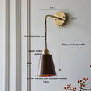 GobekUsa Ash Wood LED Wall Lamp with Pull Chain Switch for Home Decor