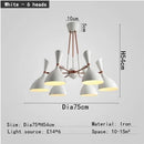 GobekUsa Nordic LED Multiple Head Chandelier - Black/White Iron Art - Living Room/Bedroom/Kitchen/Hotel