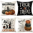 GobekUsa Halloween Pumpkin Linen Cushion Cover Set for Home Sofa Bedroom Decor