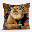 GobekUsa Cat Design Linen Pillowcase 45x45cm for Home Decor and Cushion Covers