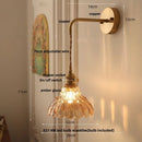 GobekUsa Amber Glass LED Wall Light Pull Chain Switch Modern Flower Sconce