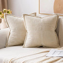 GobekUsa Boho Striped Pillow Covers for Sofa Bed Decor, 45x45 White Polyester Pillowcases