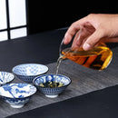 GobekUsa Blue & White Ceramic Kung Fu Tea Cup, Japanese Style Porcelain Sake Espresso Mug