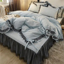 GobekUsa Korean Bed Skirt Set with Ruffled Edges - Solid, Skin-Friendly Bedding Kit