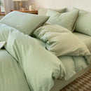GobekUsa Grid Printed Cotton Fitted Sheet Set - Double-Sided Mix Color Quilt Cover