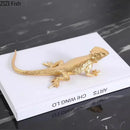 GobekUsa Golden Lizard Sculpture: Modern Metal Desk Ornament & Room Decor Artwork