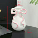 GobekUsa 3D Ribbon Ceramic Vase with Cute Bow - Home Floral Decoration