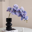 GobekUsa Black Glass Vase with Artificial Flowers for Stylish Room Decor