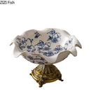GobekUsa Blue Flower Pattern Footed Fruit Tray Dessert Plate Snack Bowl Plate