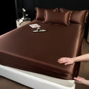 GobekUsa 100% Mulberry Silk Fitted Sheet Set with Pillowcase - Luxury Solid Color Silk Bed Linen