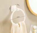 GobekUsa Bathroom Set: Cream White Shelf, Towel Rack, Paper Holder, Brush Holder & Hardware