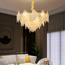 GobekUsa Crystal Glass Chandelier Blade LED Pendant Light for Living Dining Bedroom Lighting