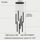 GobekUsa Cylindrical LED Staircase Chandelier Suspension Light - Modern Villa Water Pipe Fixture