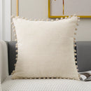 GobekUsa Beige Pompom Decorative Pillow Cover Set - Premium Quality Home Sofa Decor