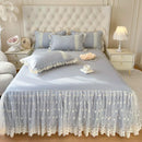 GobekUsa Cotton Lace Princess Bed Sheet Set with Solid Color Bedspread