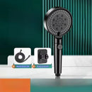 GobekUsa Black Round High Pressure Shower Head with 6 Modes & Water Stop Knobs