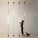 Italian Linear Black Metal & Acrylic Pendant Light