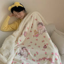 GobekUsa Cartoon Lamb Wool Blanket - Thick, Printed Coral Fleece Sofa Cover