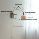 GobekUsa Ceramic Ball Brass Walnut Wood Wall Light with Pull Chain Switch