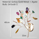 GobekUsa Agate LED Wall Lamp Sconces Gold Metal Surface Mount E14 G4 Bulb