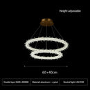 GobekUsa Crystal Flower LED Chandelier: Modern Luxury Round Ring Pendant Light for Dining & Living Room