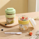 GobekUsa Breakfast Cup with Spoon: Portable Food Storage Container for Students and Picnics
