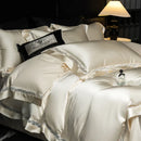 GobekUsa Luxe Brocade & Egyptian Cotton Bedding Set with Hollow Lace Edge