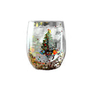 GobekUsa Double Wall Glass Mug - Festive Heat-Resistant Cup for Coffee or Water