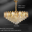 GobekUsa Gold Amber Crystal Chandelier Lights Modern Room Decor Hanging Lamp
