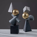 GobekUsa Geometric Gold Ball Abstract Sculpture Triangular Statues for Home Decor