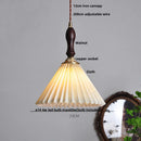 GobekUsa LED Walnut Wood Pendant Light Japan Style Bouffant Cloth Living Room Decoration