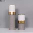 GobekUsa Gold Cylinder Vase Leather Desk Decor Artificial Flower Arrangement
