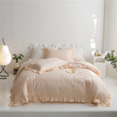 GobekUsa Light Green Flounce 600TC Egyptian Cotton Bedding Set - Queen/King Size
