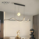 GobekUsa LED Pendant Light - Modern White/Black Long Line for Home, Restaurant, Office