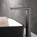 GobekUsa Gun Gray Waterfall Basin Faucet - Brass Hot Cold Sink Faucet