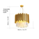 GobekUsa Golden Stainless Steel Crystal Chandelier: Modern Round LED Light for Dining Room
