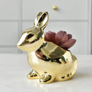 GobekUsa Golden Rabbit Ceramic Flower Pot | Cartoon Succulent Planting Vase