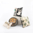 GobekUsa Jungle Cartoon Print Velvet Cushion Cover - Hawaiian Decor for Sofa