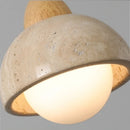 GobekUsa Japanese LED Hanging Lamp Yellow Travertine Pendant Lighting for Bedroom and Dining Room