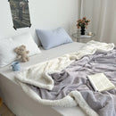 GobekUsa Camellia Jacquard Lamb Wool Blanket - Double-Layer Cozy Quilt