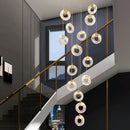 GobekUsa Circular Crystal Led Chandelier Luxury Modern Villa Staircase Living Room Decor Fixtur