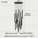 GobekUsa Cylindrical LED Staircase Chandelier Suspension Light - Modern Villa Water Pipe Fixture