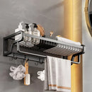 GobekUsa Aluminum Bathroom Towel Holder with Hook and Storage Basket