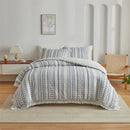 GobekUsa Boho Stripe Furball Duvet Set: High-Quality King Size Bedding with Tassels