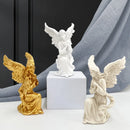 GobekUsa Angel Figurine White Gold Resin Sculpture Collectible Statue Home Decor